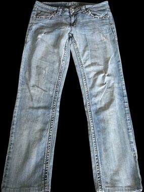 Grace Of LA Bling Light Blue Women's Straight-Leg Jeans Sz 29
